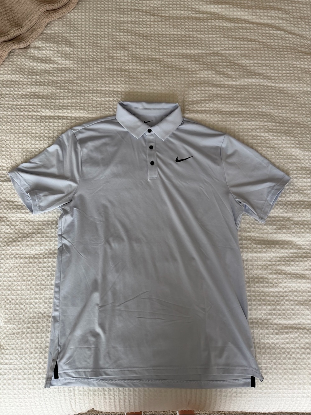 Nike Men’s Light Gray Polo with Black Swoosh